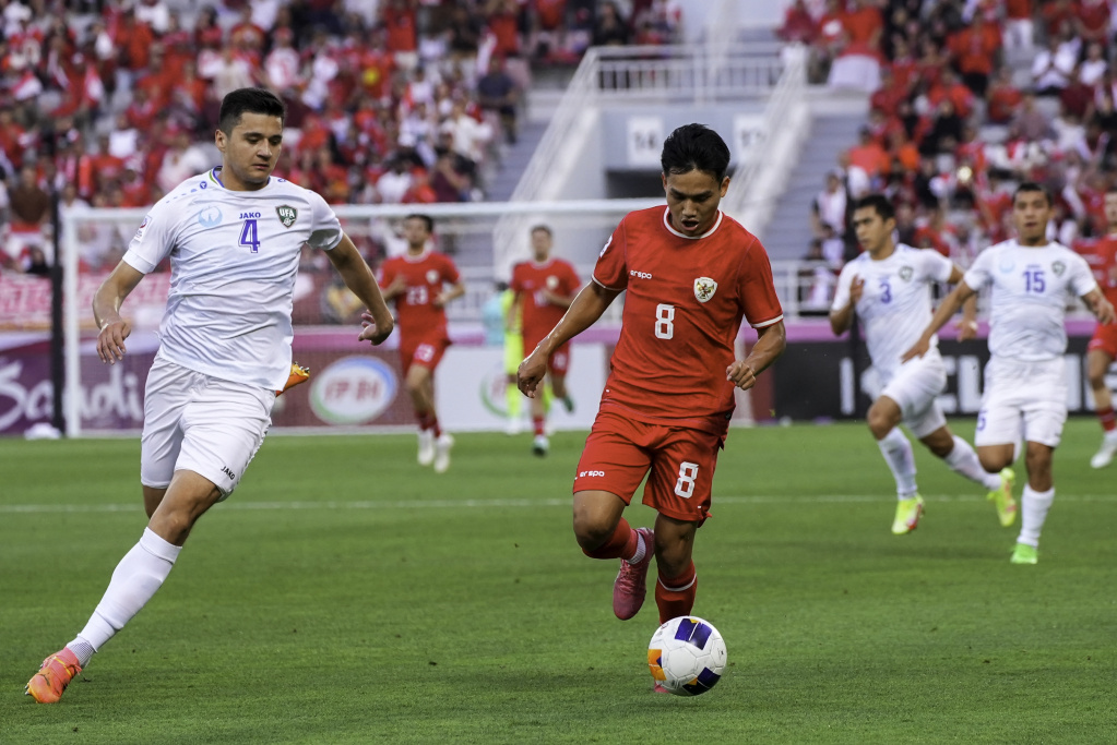 Potret Aksi Semifinal AFC Asian Cup U23, Indonesia Vs Uzbekistan di Stadion Abdullah bin Khalifa, Doha, Qatar.