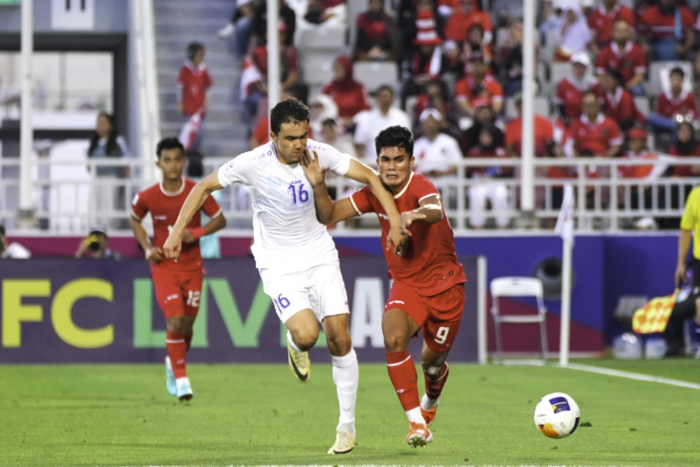 Potret Aksi Semifinal AFC Asian Cup U23, Indonesia Vs Uzbekistan di Stadion Abdullah bin Khalifa, Doha, Qatar.