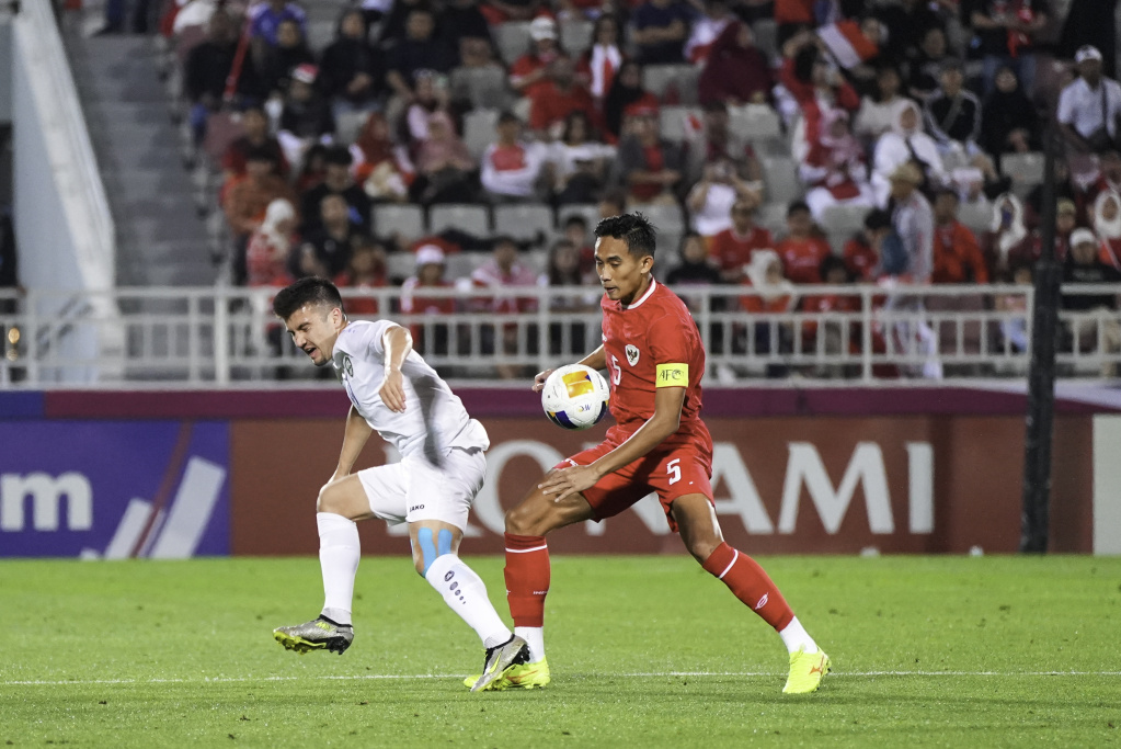 Potret Aksi Semifinal AFC Asian Cup U23, Indonesia Vs Uzbekistan di Stadion Abdullah bin Khalifa, Doha, Qatar.