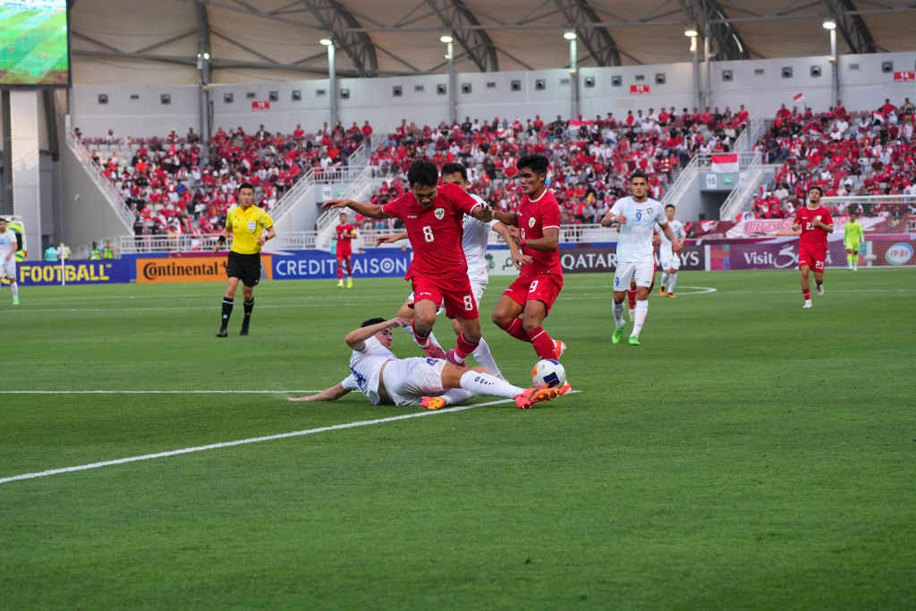 Potret Aksi Semifinal AFC Asian Cup U23, Indonesia Vs Uzbekistan di Stadion Abdullah bin Khalifa, Doha, Qatar.