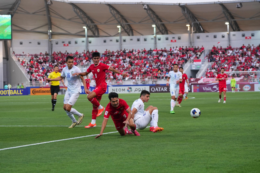 Potret Aksi Semifinal AFC Asian Cup U23, Indonesia Vs Uzbekistan di Stadion Abdullah bin Khalifa, Doha, Qatar.